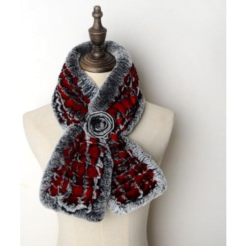 Women winter fur shawl rabbit fur scarf wholesale voile square Color matching Genuine winter hijab scarf