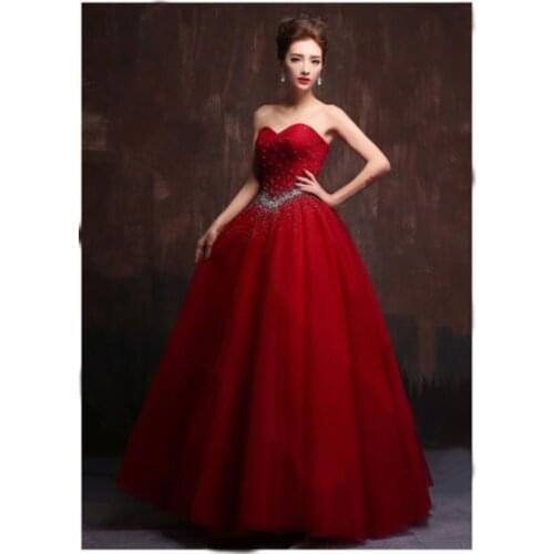 2020 New Red Ball Gown Quinceanera Dresses Beading Lace Up Sweet 16 Dress Prom Party Gown Debutante Vestido De 15 Anos BM220