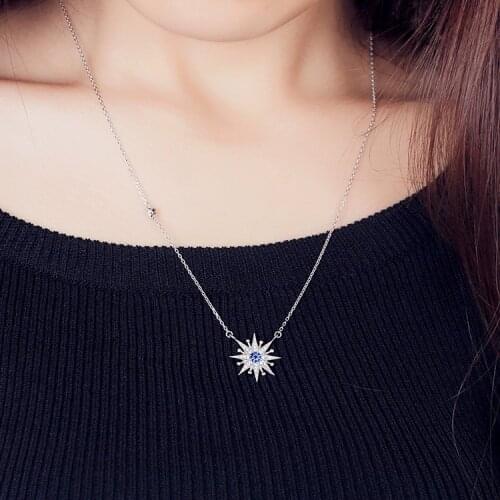 New 925 Sterling Silver Zircon sun Necklaces Pendant Fashion Sterling Silver Jewelry Statement for Women Bijoux