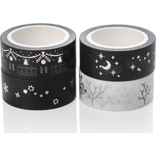 1 Pc / Pack Black Moon Stars Tapes Paper Masking Diy Scrapbooking Heart Stickers Gift Wrapping Sticker