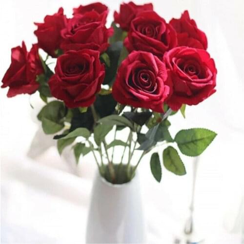 10pcs/bunch Rose Hand Flowers Artificial Wedding Decoration Room Table Decor Bridal Flores Artificiales Silk Flower for Party