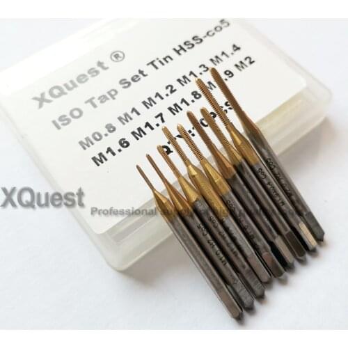 10pcs Tin Hss-co Right Hand Metric Screw tap Machine thread taps M0.8 M0.9 M1 M1.1 M1.2 M1.3 M1.4 M1.5 M1.6 M1.7 M1.8 M1.9 M2