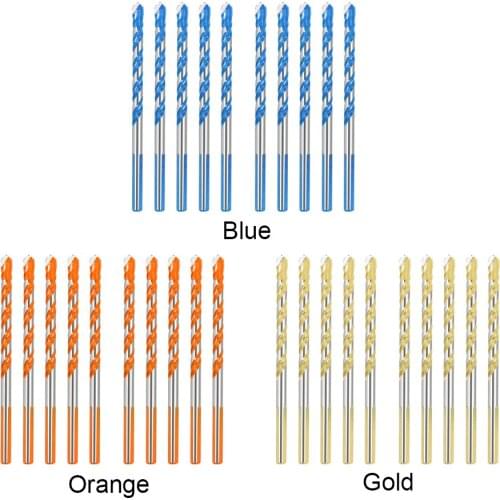 10Pcs Drill Bits Twists Drillhead Wall Ceramic Glass Punching Hole Working Set Tool Parts