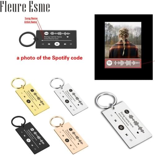 2021 Personalized Music Spotify Code Keychain for Women Men Stainless Steel Keyring Custom Laser Engrave Spotify Code Jewelry