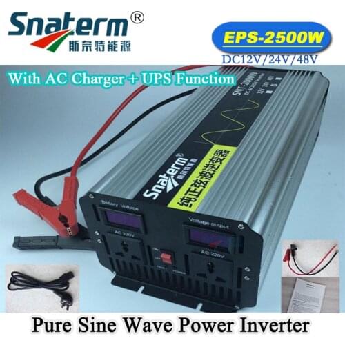 2500Watts DC12V to AC220VAC 110VAC Pure sine wave off grid power inverter with ac automatic charger UPS power supply function