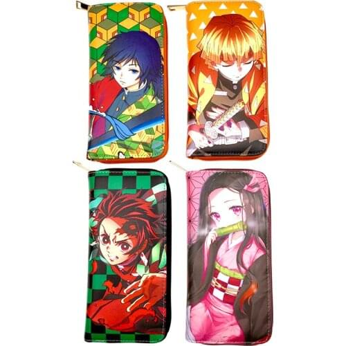 4kinds Demon Slayer Kamado Tanjirou Kamado Nezuko Agatsuma Zenitsu Tomioka Giyuu PU Zipper Pencil Pen Case Bag