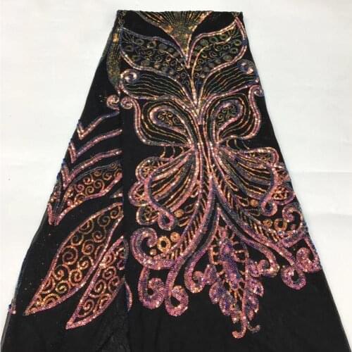 5yards/pc) high quality shining African sequins French net lace fabric with fabulous embroidery for party dress FSS221