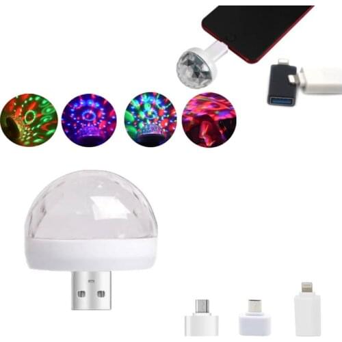 5V Voice Controlled Magic Ball Light USB Phone Crystal Magic Ball Stage Light RGB 4W Mini Colorful Glare DJ Magic Ball Light