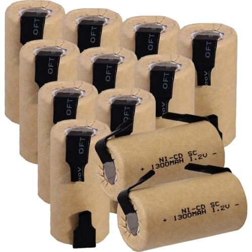 High quality 12 pcs SC battery 1300mah 1.2V NICD SUBC batteries 4.25cm*2.2cm fast delivery to RUSSIA US for MAKITA for HITACHI