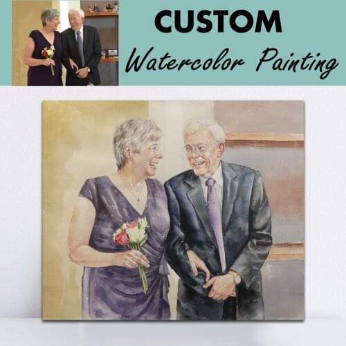 Custom Watercolor Painting 1st Anniversary Gift Watercolor Painting from Your Wedding Photos (painted on paper) For Christmas