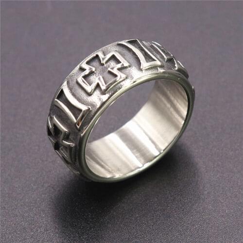 Mens Stainless Steel Rustic German Iron Cross Ring Band For Men Size 7-14