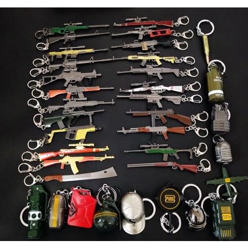 Game PUBG Keychain All Styles PUBG 98K AWM Weapon Model Keyring Helmet Pan key chain llaveros For Cosplay Fans Gifts