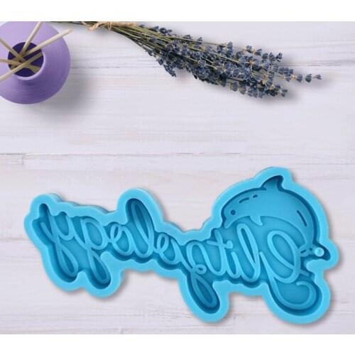 R58E Dolphin Alphabet Letters Keychain Epoxy Resin Mold Jewelry Pendant Decorations Silicone Mould DIY Crafts Casting Tool