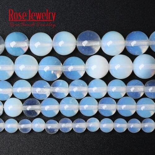 High Quality Natural Stone White Opal Quartz Round Beads For Jewelry Making 4 6 8 10 12 14 mm Beads Bracelet Accessory 15"