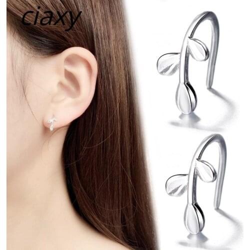 CIAXY 925 Sterling Silver Small Fresh Leaves Studs Earrings Olive Leaf Earring Olive Branch Ear Clip Earrings Female Ear Jewelry
