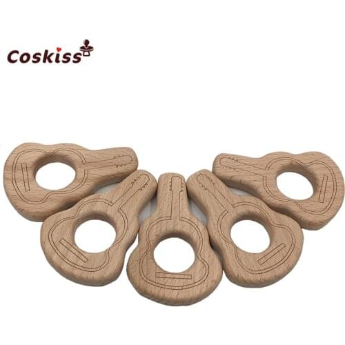 Baby Teether Violin Pendant Baby DIY Jewelry Pendants Necklace Bracelets Accessories BPA Free Pacifier Wooden Guitar Teether