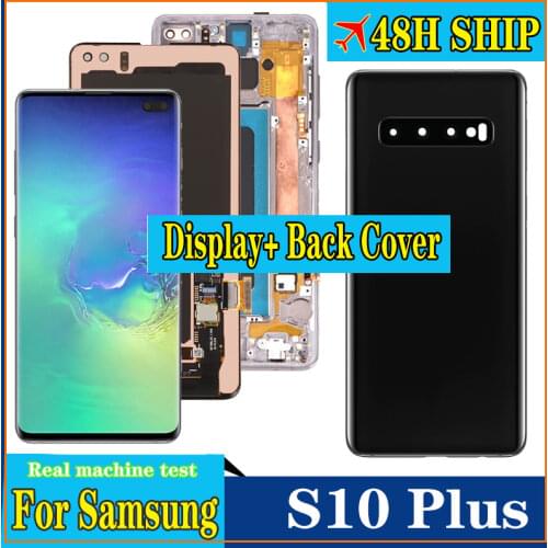 For Samsung Galaxy S10+ LCD Display Screen Touch Digitizer Assembly Samsung Galaxy S10 Plus Repair Part with back cover
