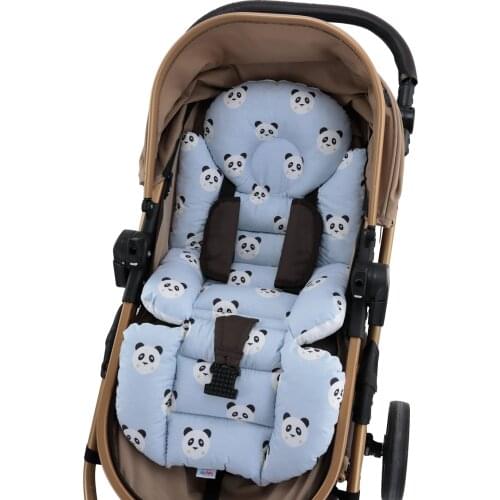 Jaju Baby Handmade, Double Sided, Blue Panda Patterned Fabric Baby Stroller Cushion