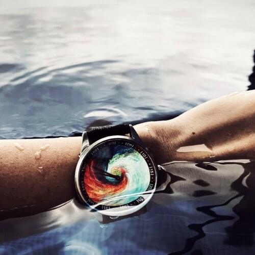 Enmex design wristwatch Canvas strap waterproof creative design stainless steel case Oil Painting face quartz sport watch