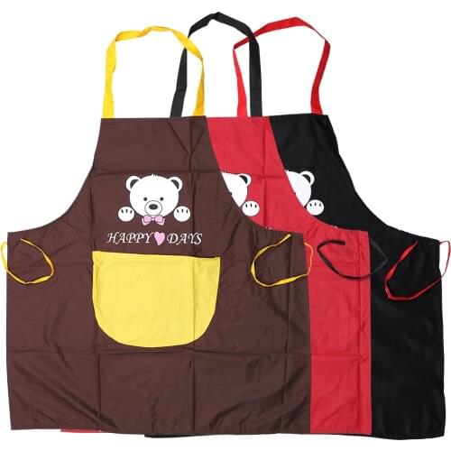 For Baking Cooking Apron With Pockets Cartoon Bear Microfiber Aprons Home Kitchen Chef Restaurant Waiter Apron For Man Woman