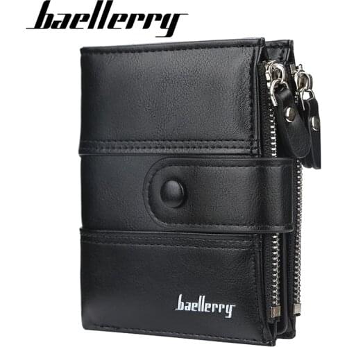 New Business Men Wallets Zipper Card Holder High Quality Male Purse New PU Leather Vintage Coin Holder Men Wallets