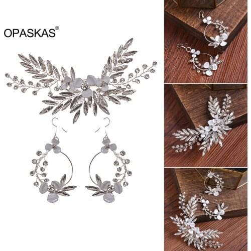 Side Hairpin Set in Rhinestone Flower and Leaf Fashion Elegant Simple Accessory for Bride and Bridesmaids VL