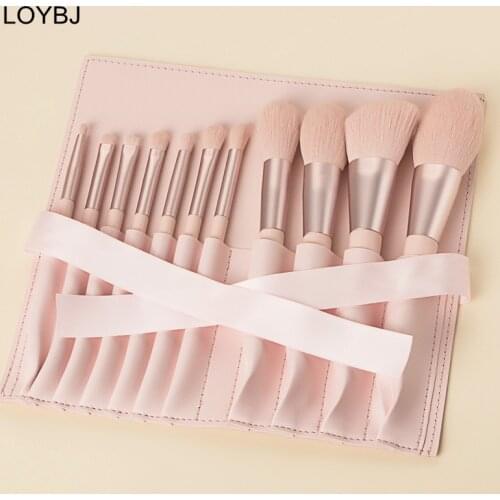 LOYBJ 11pcs Cosmetics Makup Brushes Set Powder Brush Face Blush Highlight Contour Eye Shadow Eyebrow Beauty Make Up Brush Tools