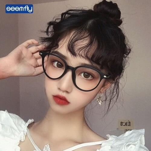 Seemfly Ultralight Anti-blue Light Round Glasses Frame Women&Men Transparent Optical Spectacle Computer Glasses Unisex Eyewear