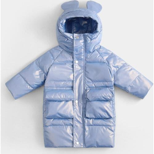Clothing childrens winter clothing boys girls down jacketsmid-length thick coats slimming wash-free shiny clothes trendy