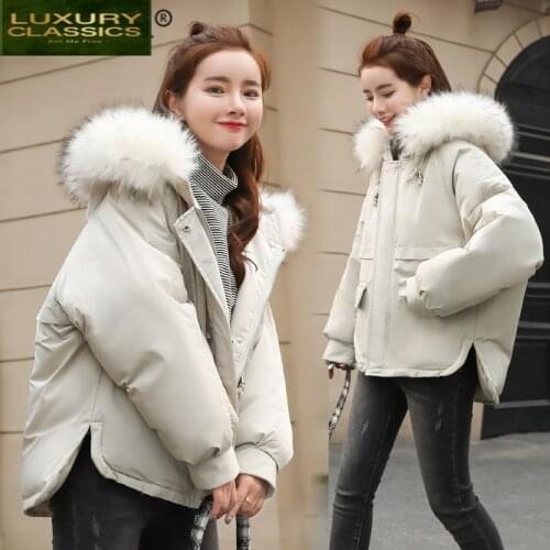 Parkas Winter Jacket Women Mujer 2021 Korean Casual Padded Warm Coat with Large Fur Hooded Fashion Ladies Outwear XML4786