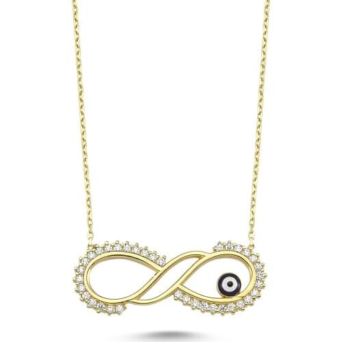 14k Gold Infinity Evil Eye Pendant, Necklace