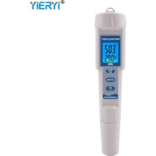 Professional PH/TDS/EC/Temperature Meter Water Quality Purity Detector Digital 4 in 1 Tester Monitor for Drinking Water Aquarium