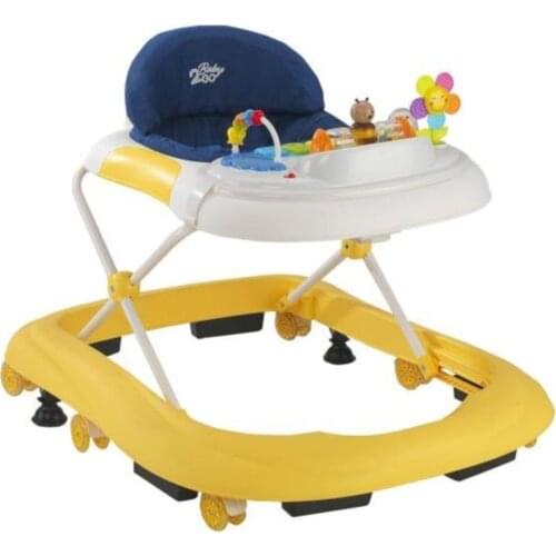 Luxury Walker-Yellow Gradual Elevation Adjustment Walking Trolley For Use As Rear Push Bar Musical And Quirky Front Panel