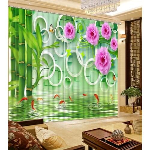Luxury Blackout 3D Window Curtains For Living Room Bedroom bamboo curtains pink curtain