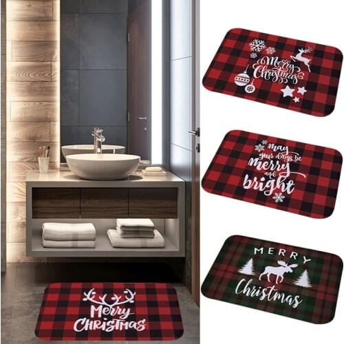 Christmas Decoration Printing Alphabet Mat Non-slip Flannel Rug Home Living Room Doormat Carpet Decoration New Year Gift