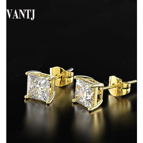 VANTJ Elegant Real 14K Gold Stud Earring Sterling Moissanite EF Color Fine Jewelry For Women Lady Engagement Wedding Party Gift