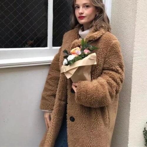 MONMOIRA 2020 Winter Thick Solid Teddy Coats Women Lambs Wool Warm Faux Fur Coats Ladies Loose Fur Jackets cwf0259-5