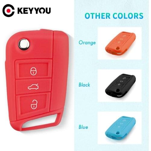 KEYYOU For VW Polo Golf 7 For Skoda Octavia Kodiaq Karoq Silicone Key Fob Case For Ateca Leon Cover Shell 2016 2017 2018 2019