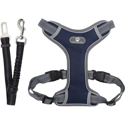 Dog Safety Vest Harness with Seatbelt Dog Car Harness Seat Belt Pet Harness Mesh Fabric with Car Vehicle Connector Strap for Dog