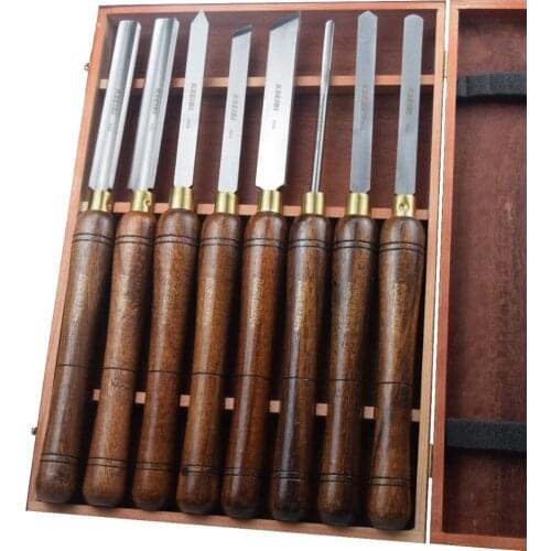 KSEIBI Industrial M2 HSS High Speed Steel Wood Turning Lathe Tools Chisel Gouge Woodworking Set 8 Pcs Chisels Tool Organizers