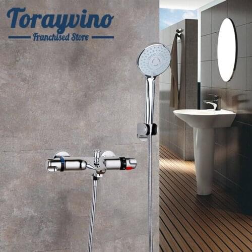 Torayvino RU Bathroom Contemporary Wall Mounted shower set chuveiro do banheiro Faucets Chrome Shower Set Rainfall Faucets Set