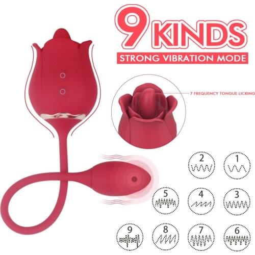 Rose Vibrators Clitoral Licking Massager With Vibrating Egg 2 In 1 G-Spot Clitoris Stimulator Nipples Sucker Sex Toys For Women