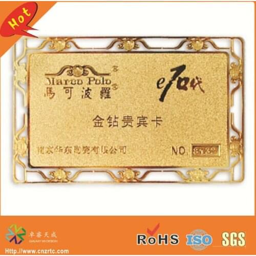High quality CR80 credit card size etching frosted gold metal card