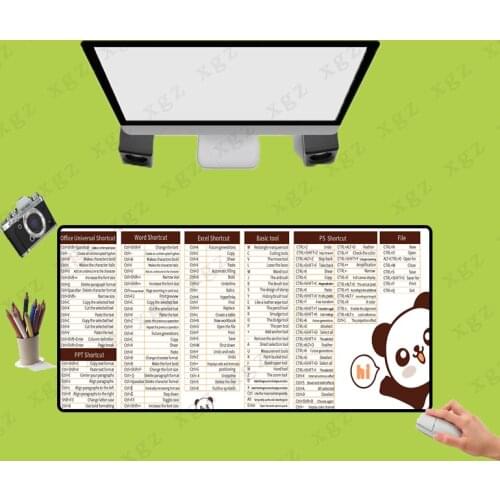 XGZ High Quality PS/PPT Office Software Shortcut Key Pattern Large L Gaming Mouse Pad Computer Keyboard Lock Edge Control Mat