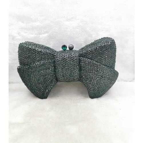 Xiyuan Jewelry Dazzling Green Black Color Crystal Clutch Evening Purse Bag Women Formal Dinner Handbag Wedding Bridal Bag Purse