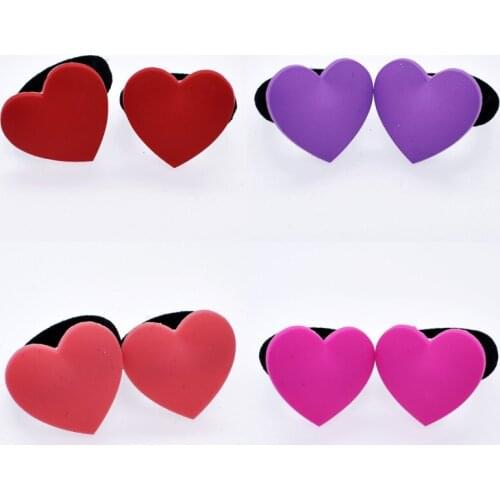 10 Pcs Kids Girls Nice Red/Pink/Purple Pure Heart Hair Gums Hair Elastic Hair Accessories Souvenir Gift