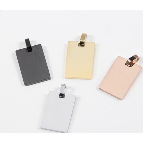 10pcs/Lot Mirror Polish Stainless Steel Rectangle Blank Bar DIY Charms Pendants Jewelry Making Necklace Keychain