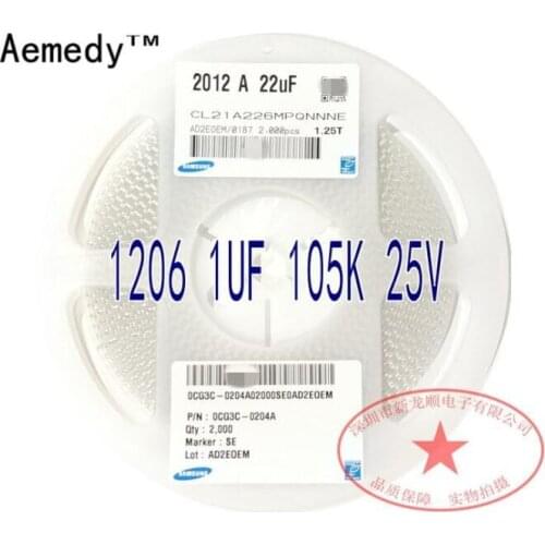 2000pcs SMD capacitors 1206-1UF 105K 25V SMD capacitors