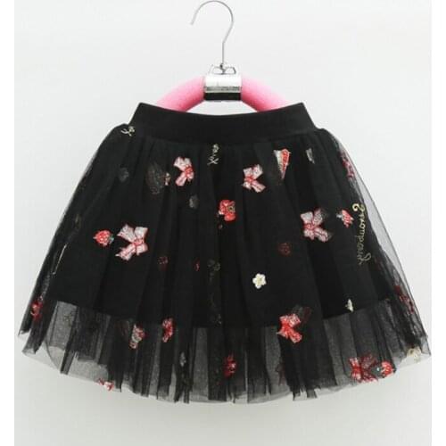2021 Girls Fluffy TulleTutu Skirt Embroidery Butterfly Strawberry Mesh Skirt Girls Elastic Waist Cake Dresses Ball Gown Cute
