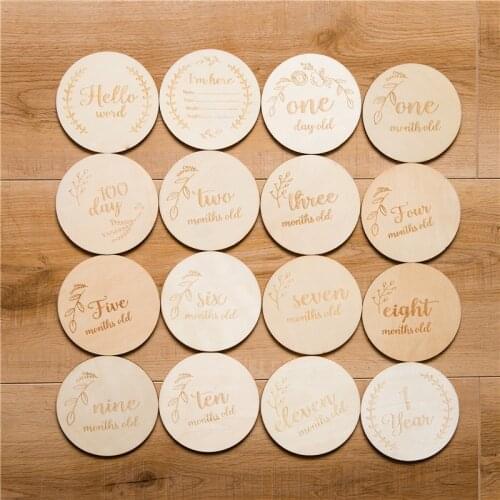 4pc Mamihome Baby Wooden Teether Newborn Milestone Card Personalized Customization Grow Memorial Wooden Blank ChildrenS Goods
